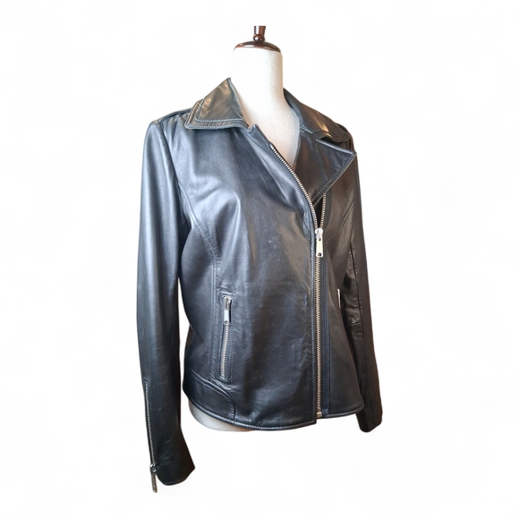 Halogen Black Leather Moto Jacket PL - Picture 2 of 4